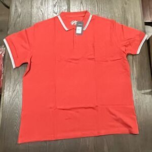 NWT Johnny Bigg Harper Tipped Pique Polo Shirt Tangerine - Size 5X